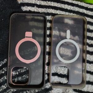 Apple iPhone Cases - Black and Clear with Pink and Gray Accents